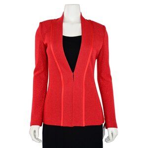St. John Knits Tuxedo Jacket in Red Glitter Knit sz 2